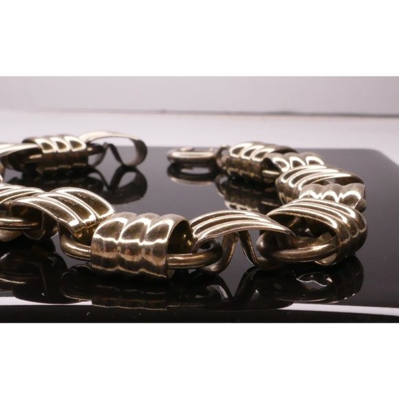 Vintage Signed Napier Gold Plated Sterling Ring Construction Link Bracelet - Picture 6 of 12